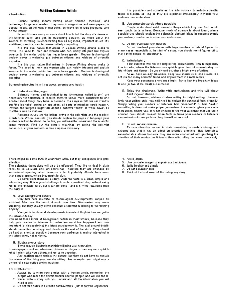 Writing Science Article | PDF | Science | Cognition