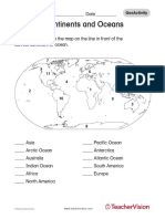 Continents and Oceans Worksheet + Key