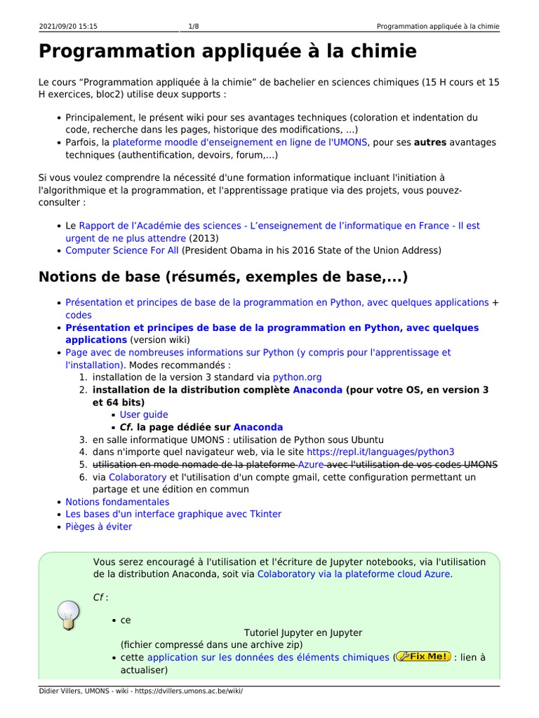 Programmation en chimie avec Python | PDF | Chimie | Informatique