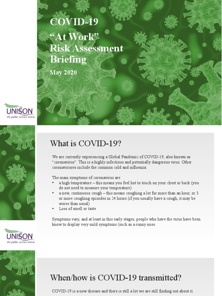 Covid 19 Risk Assessment Presentation Pdf Risk Occupational