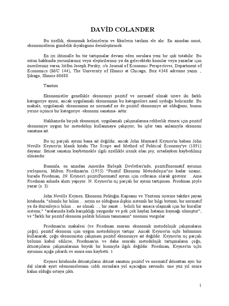 David Colander PDF