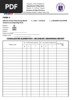 Form 2: Consolidated Elementary / Secondary Deworming Report