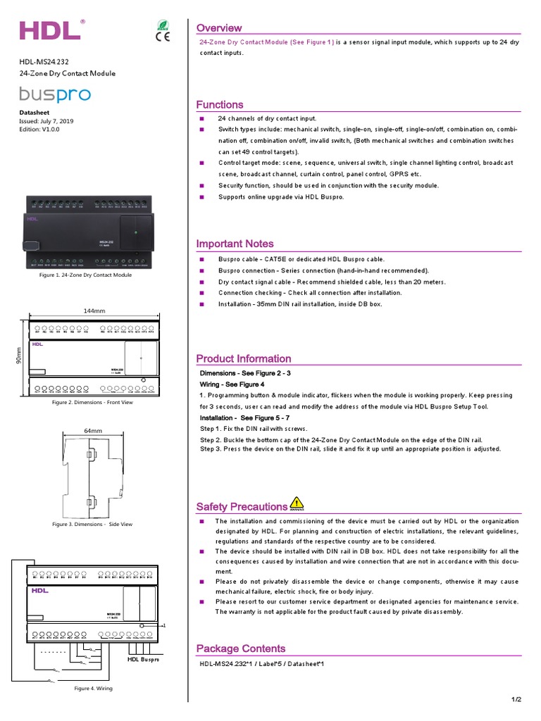 24-Zone Dry Contact Module | HDL BUSPRO 24 ZONE DRY CONTACT MODULE – RUAUE