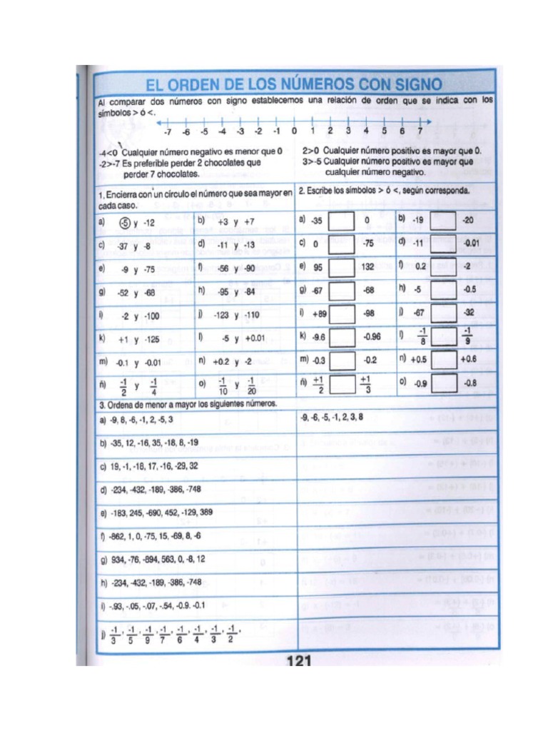 Ejercicios de Numeros Con Signo | PDF