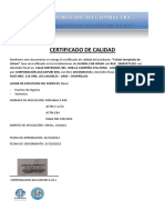 Certificado de Vidrio Templado