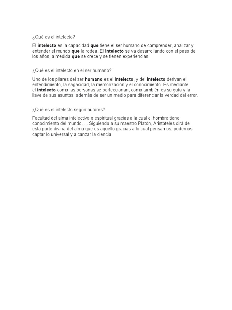 Definición y significado del intelecto | PDF