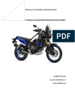 Introduction of Yamaha Adventure Motorcycles in India: Fundamentals of Business Organisation
