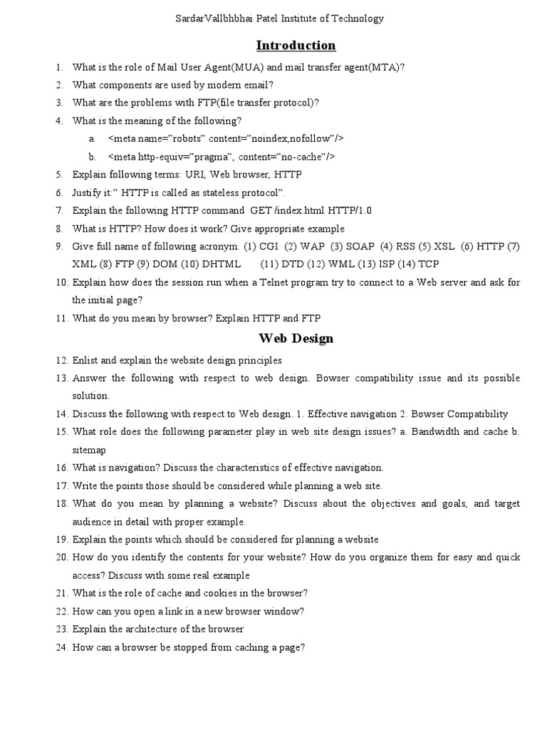 Web Programming Question Bank | PDF | Html | Html Element