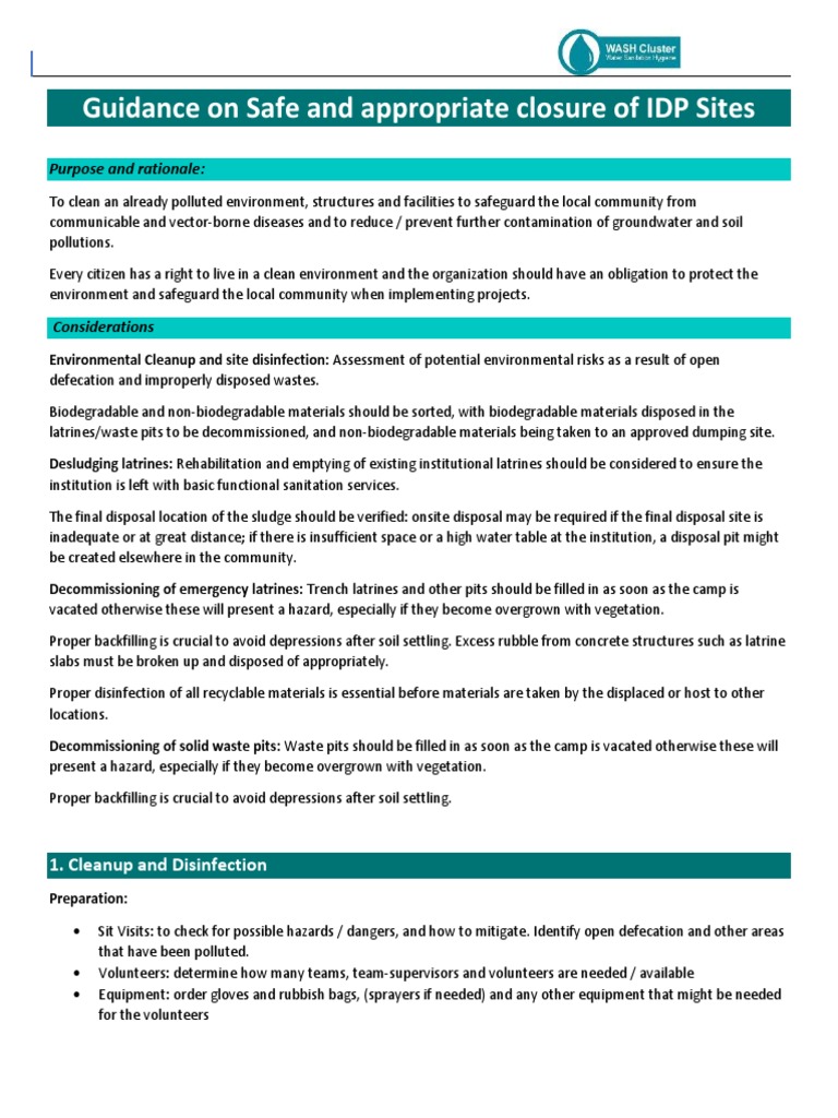 Safe Closure Guidance for IDP Sites | PDF | Waste Management | Soil