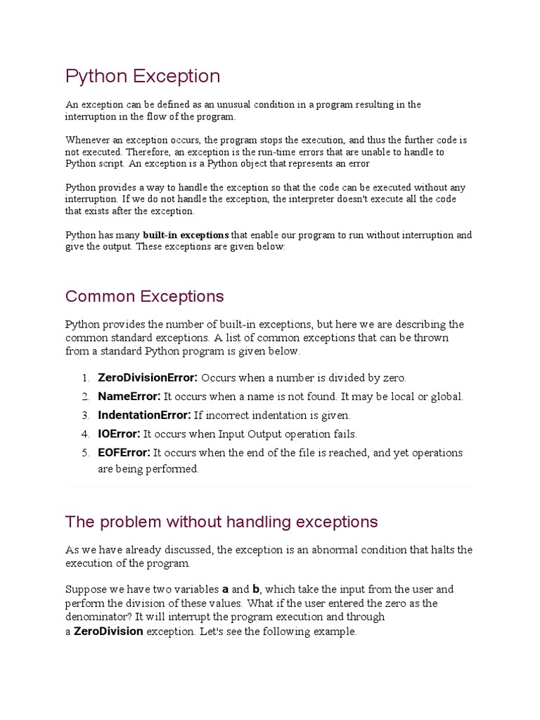 Exception Handling | Download Free PDF | Information Technology ...