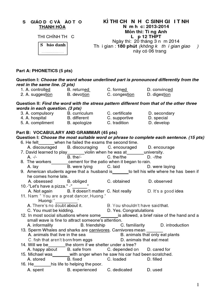 English Test for 12th Grade Students | PDF | Atmosphere Of Earth ...