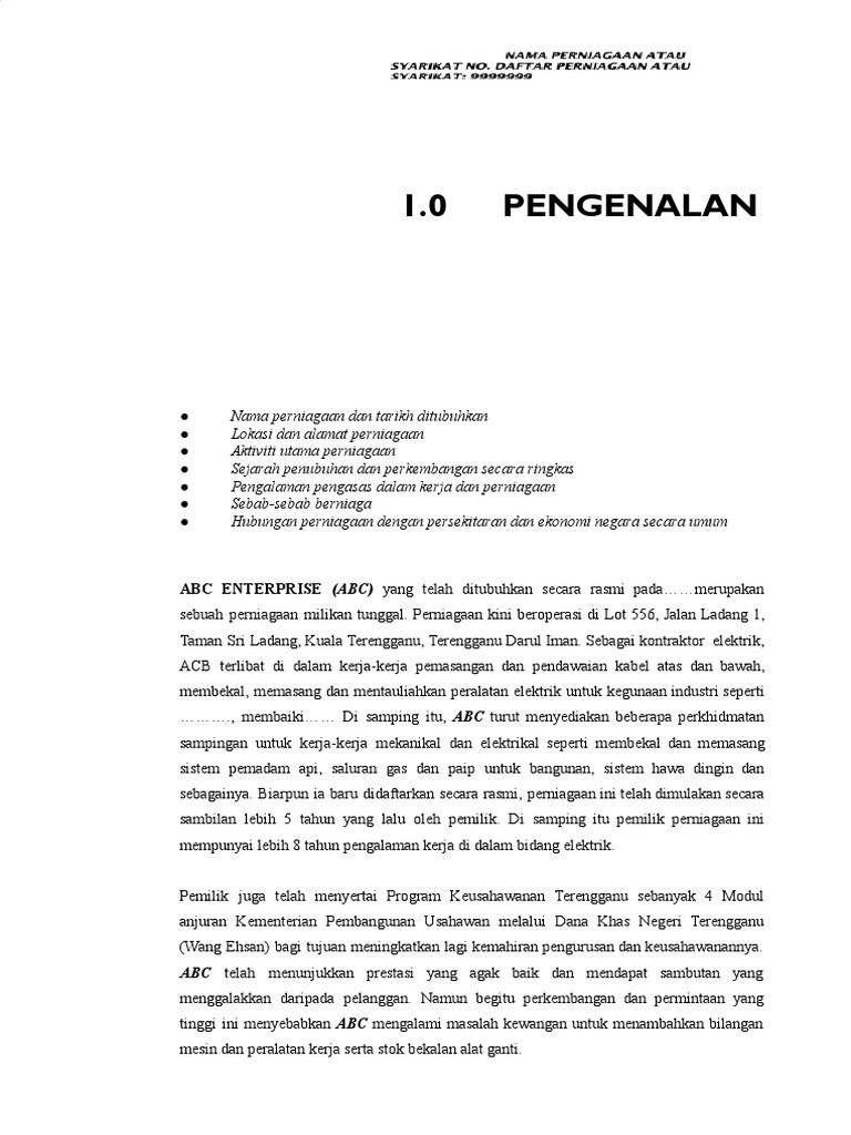 Contoh Format RP Untuk Pinjaman MARA | PDF