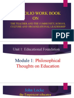 Portfolio Work Book ON: The Teacher and The Community, School Culture and Organizational Leadership