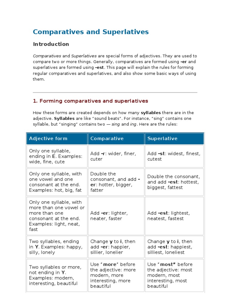 Comparatives and Superlatives | PDF | Language Families | Linguistic ...