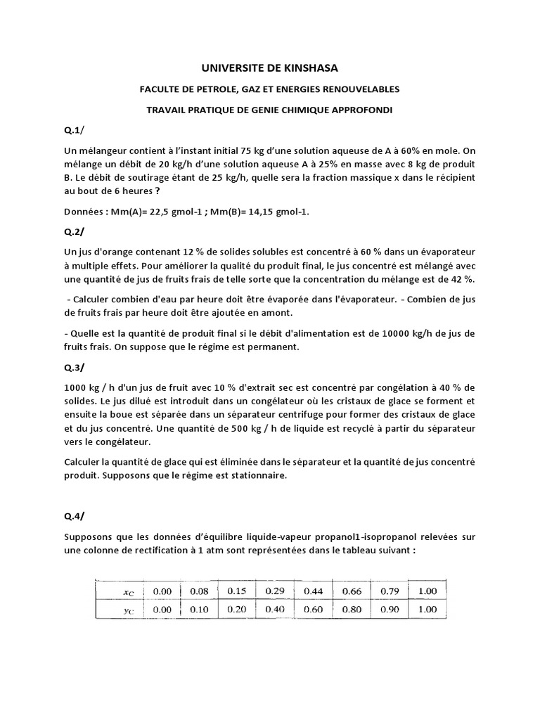 Calculs en Génie Chimique Appliqué | PDF | Régime et nutrition | Jus