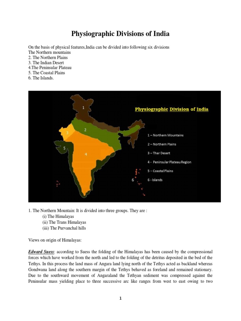 Physiographic Divisions of India Explained | PDF | Himalayas | Indus River