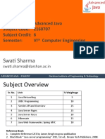 Subject: Advanced Java Subject Code: 2160707 Subject Credit: 6 Semester: VI Computer Engineering