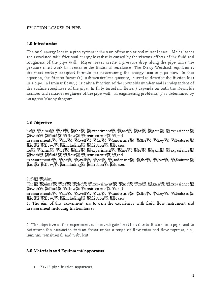 Pipe Friction Losses Analysis | PDF | Reynolds Number | Chemical ...