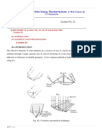 Solar Energy Thermal Systems: A Web Course By: in This Module 16, Lecture Nos. 21, 22, 23 and 24 Deal With 21