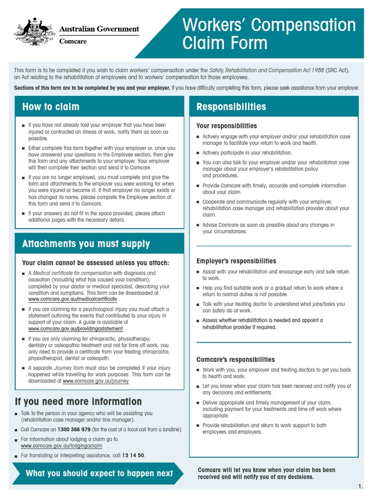 Workers' Compensation Claim Form: How To Claim Responsibilities | PDF ...