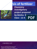 Analysis of Fertilizer: Chemistry Investigatory Project Prepared by Anisha Kumari Class: 12 A