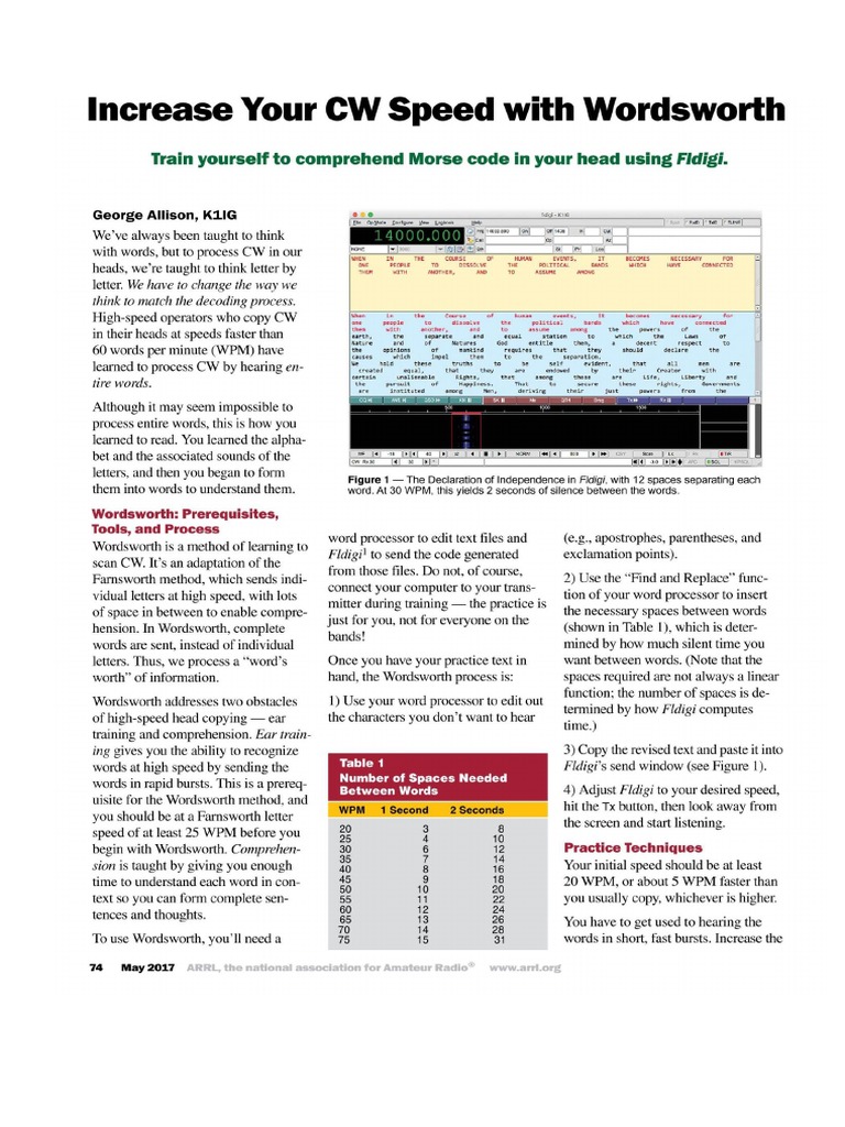 Increase Your CW Speed With Wordsworth | PDF