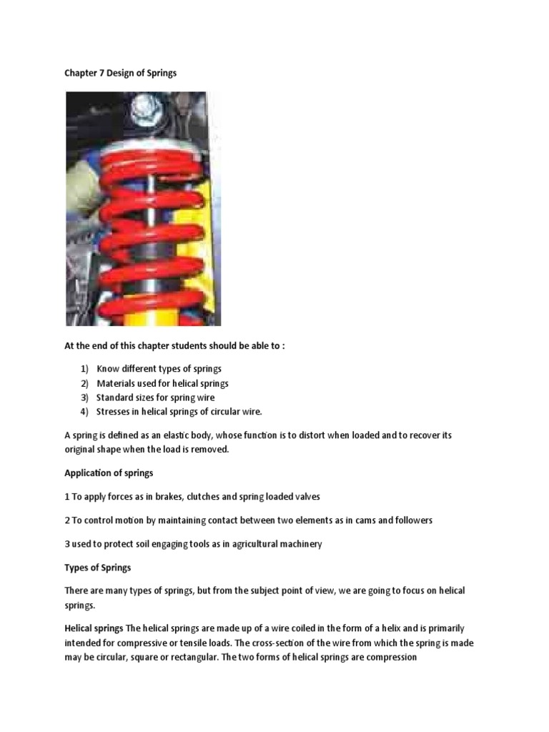 Design of Springs | PDF | Stress (Mechanics) | Young's Modulus