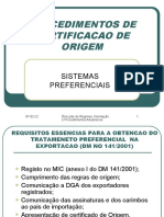 Procedimentos de Certificacao de Origem