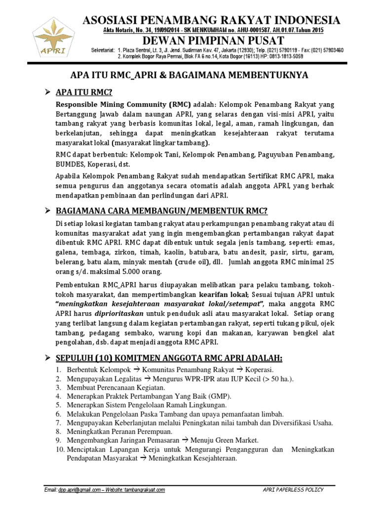 Pembentukan RMC dalam APRI | PDF