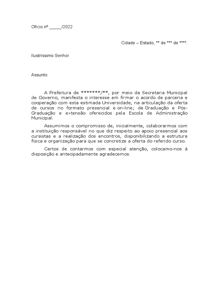 Modelo de Oficio | PDF | Carreira e Crescimento | Finanças e ...