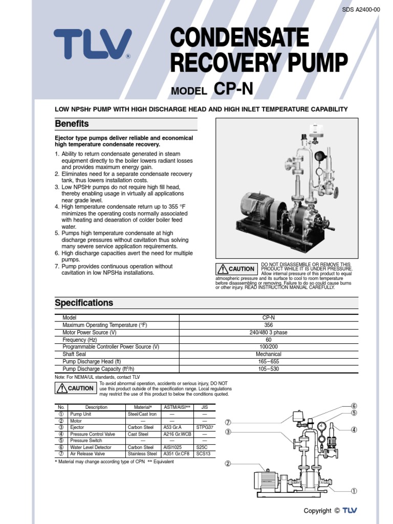 Condensate Recovery Pump: Model | PDF | Pump | Boiler