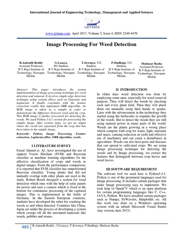Image Processing For Weed Detection International Journal of