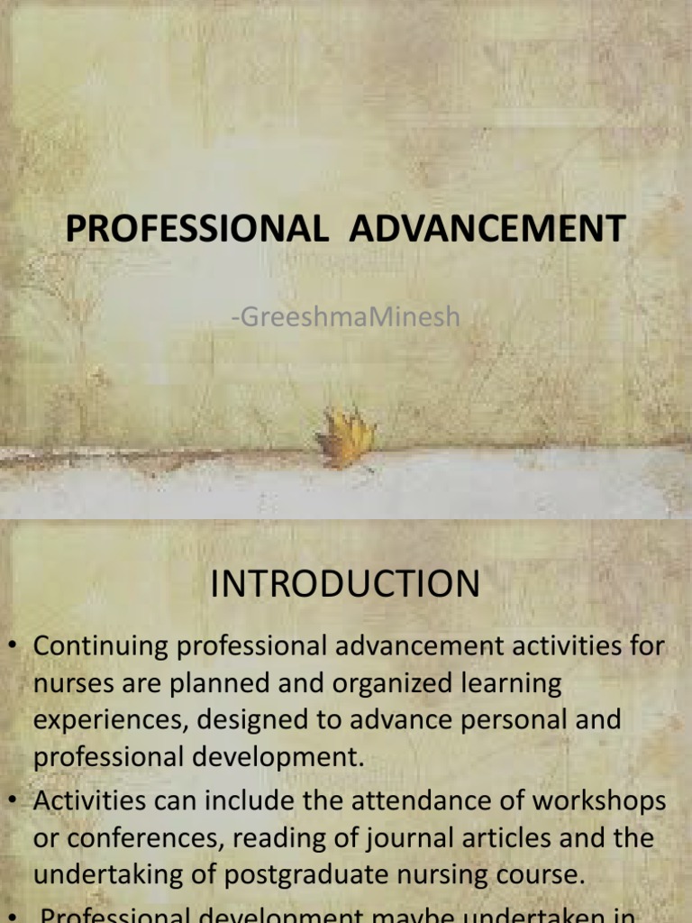 Professional Advancement Opportunities for Nurses PDF Nursing