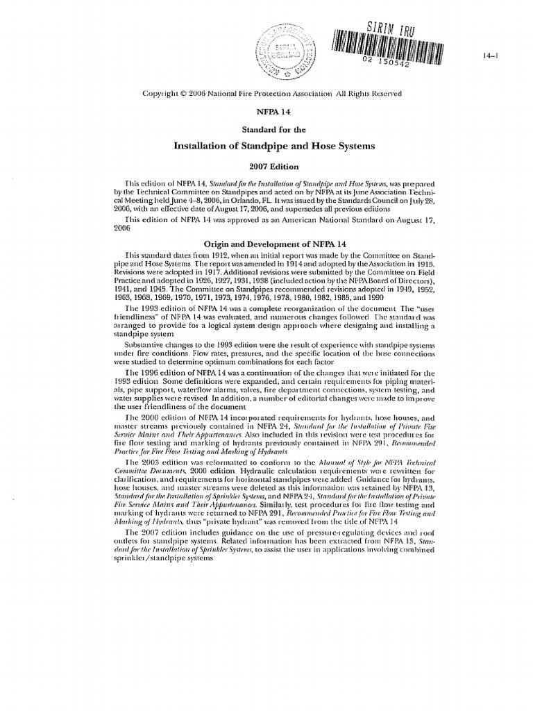 Nfpa 14 2007 PDF