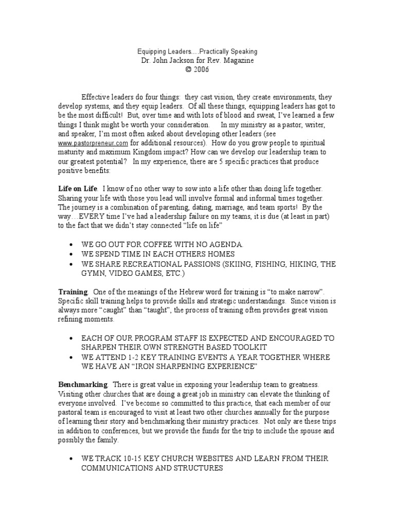 Equipping Leaders Pdf Leadership