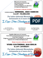 Certificados elaboración mermeladas UNESUR