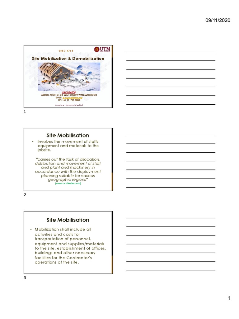 Site Mobilization and Demobilization Guide | PDF | Water | Fires