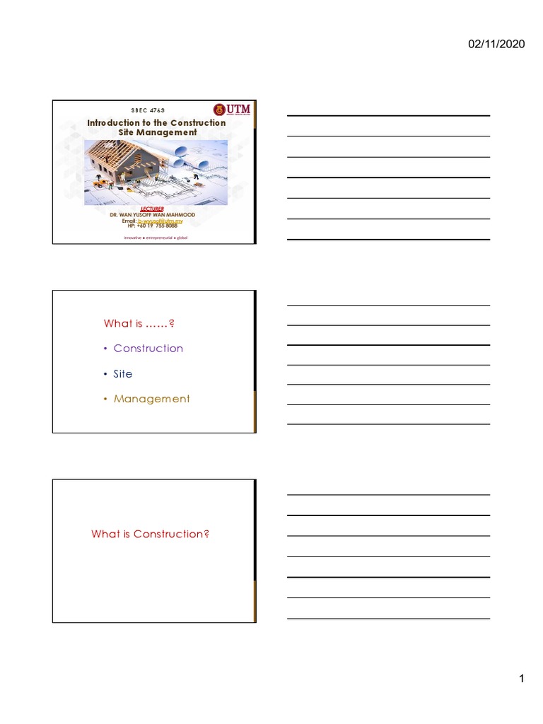 1B. Introduction To The Construction Site Management | PDF
