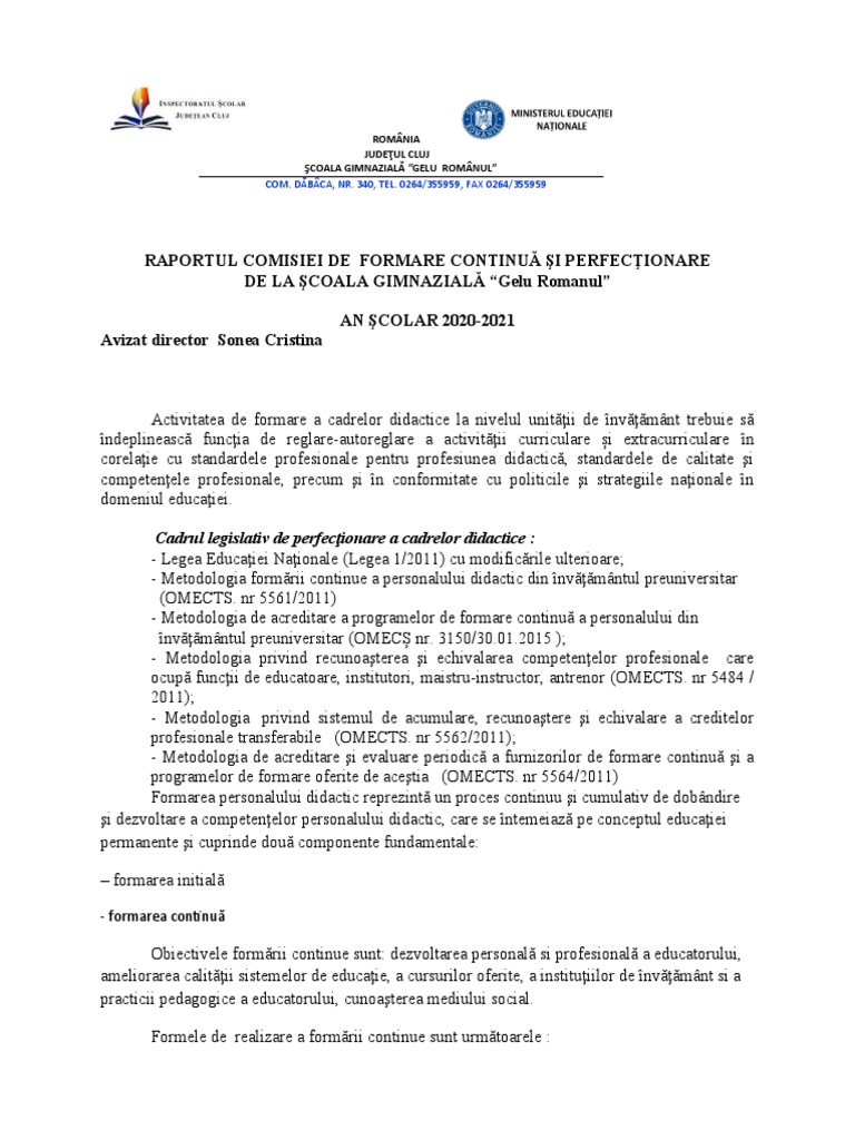 Raport Formare Continua 2020 2021 | PDF