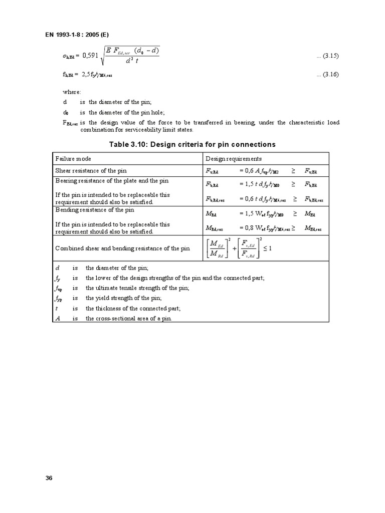 Pin Connection Design Criteria | PDF | Bending | Materials Science