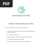 Objectives For Tutorial On Inverse Square Law (ISL)