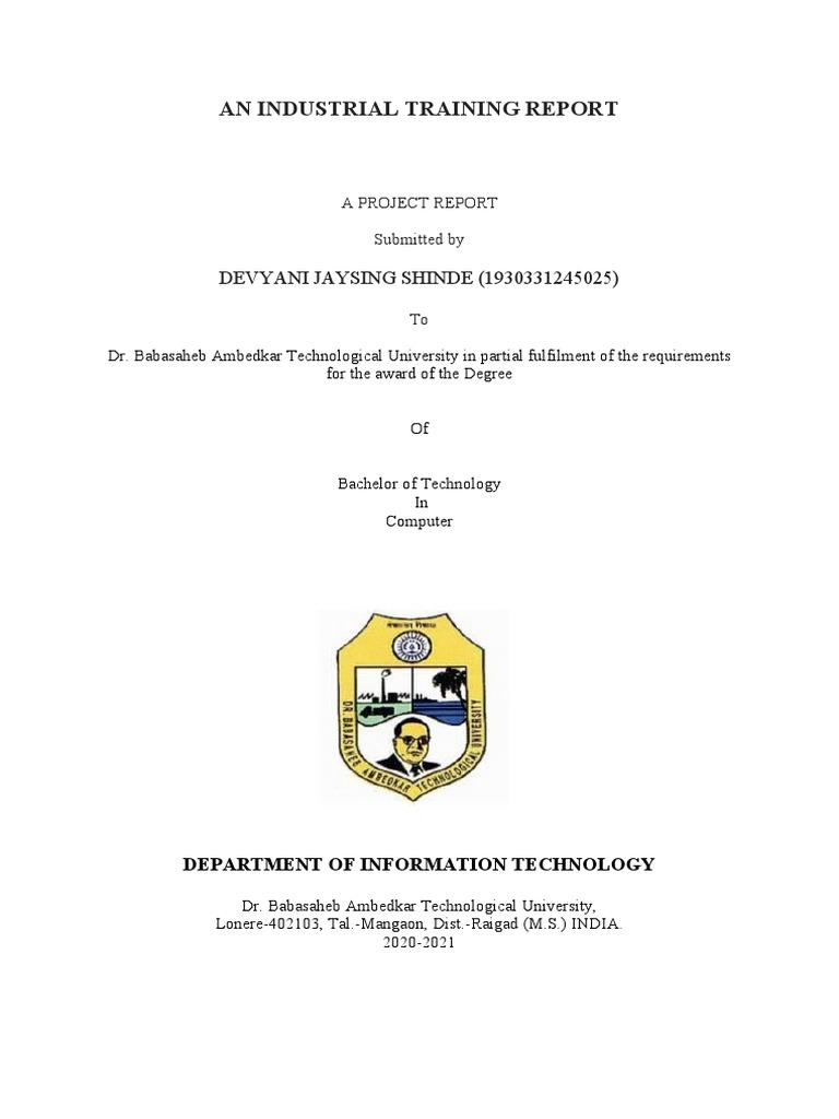 An Industrial Training Report | PDF | Class (Computer Programming ...