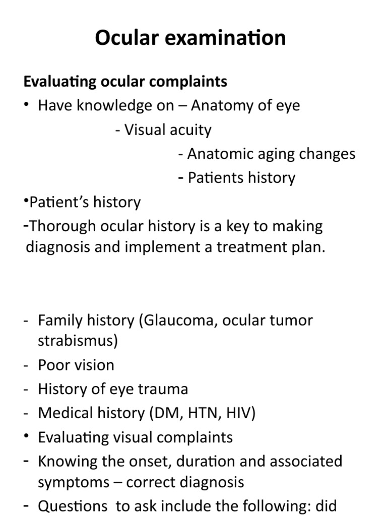 Ocular Examination and Visual Acuity | PDF | Visual Acuity | Glaucoma