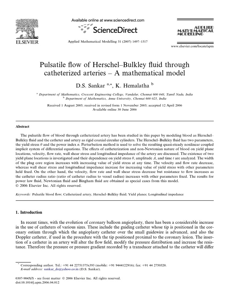 (Artigo) - Pulsatile Flow of HB Fluid Through Catherizied Arteries ...