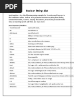 Boolean Strings List: Search Operators / Modifiers