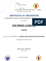 Dan Ysmael G.Gabayno: Certificate of Recognition