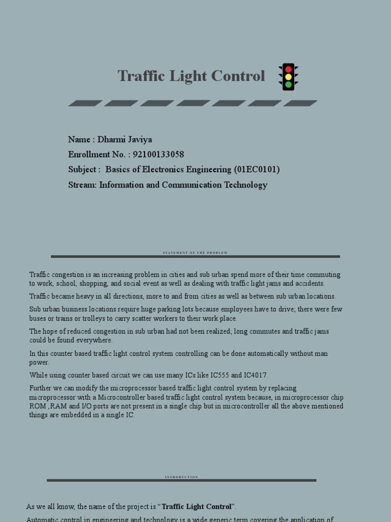Automatic Traffic Light Control System | PDF | Light Emitting Diode | Diode