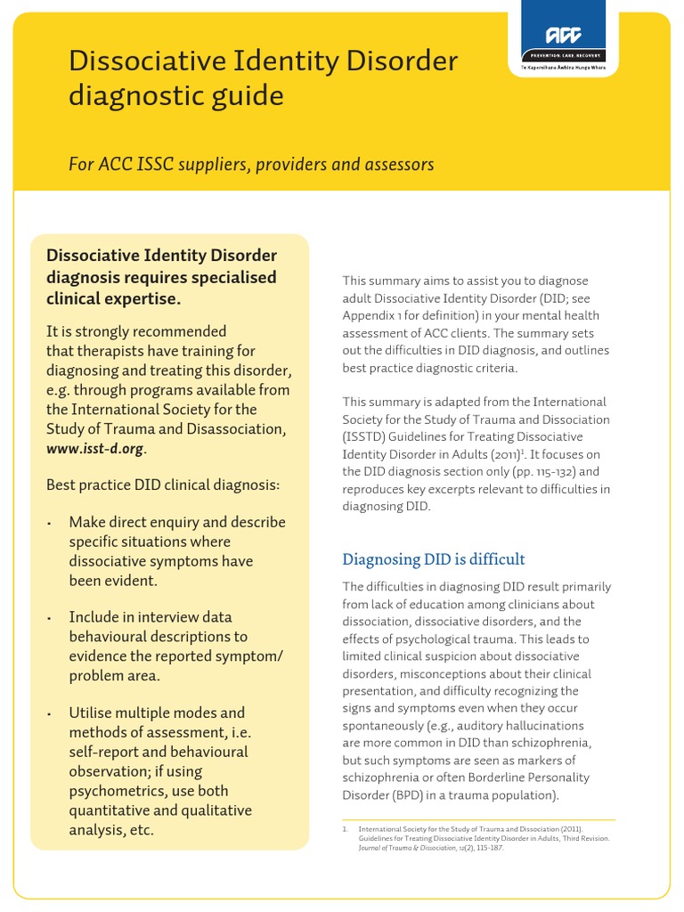 Did Diagnostic Guide Acc8024 | PDF | Dissociation (Psychology) | Mental ...