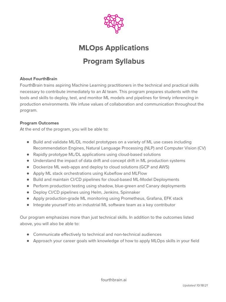 MLOps and Systems - Syllabus and Weekly Schedule - September 2021 | PDF ...