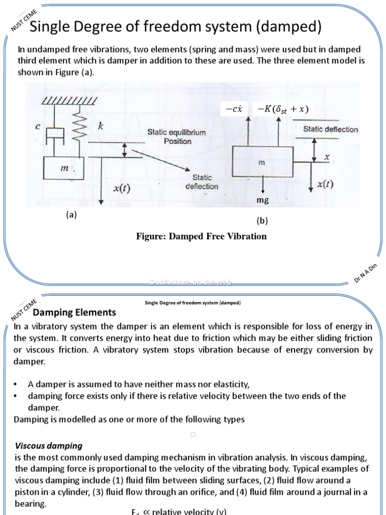 Damped Single Degree of Freedom Systems | PDF | Damping | Metrology